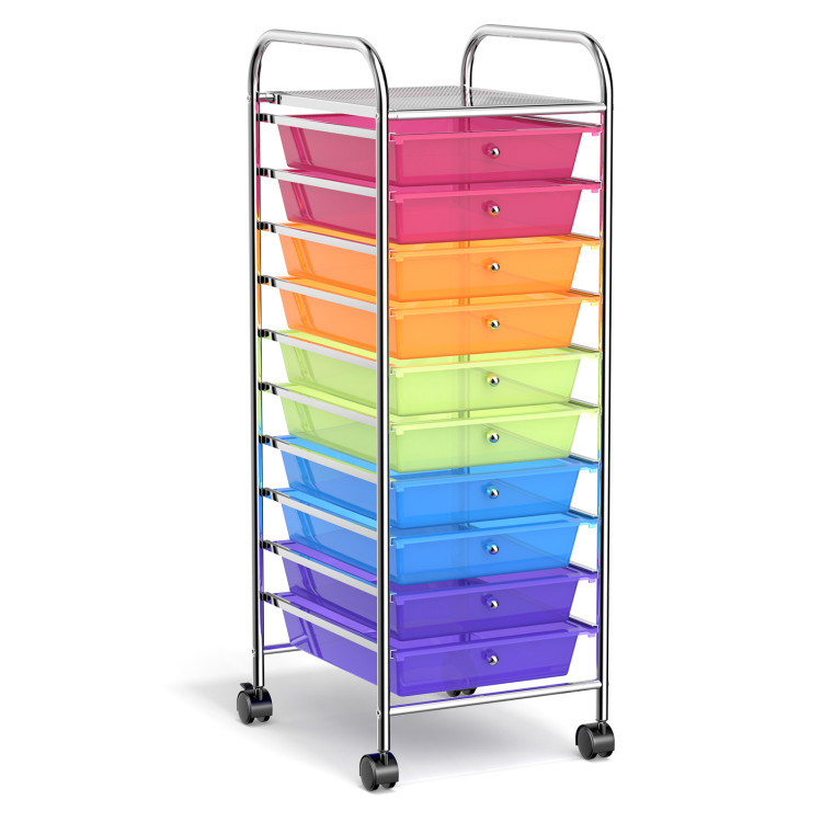 10 Drawer Rolling Storage Cart Organizer with 4 Universal Casters-Color - Gallery View 1 of 11